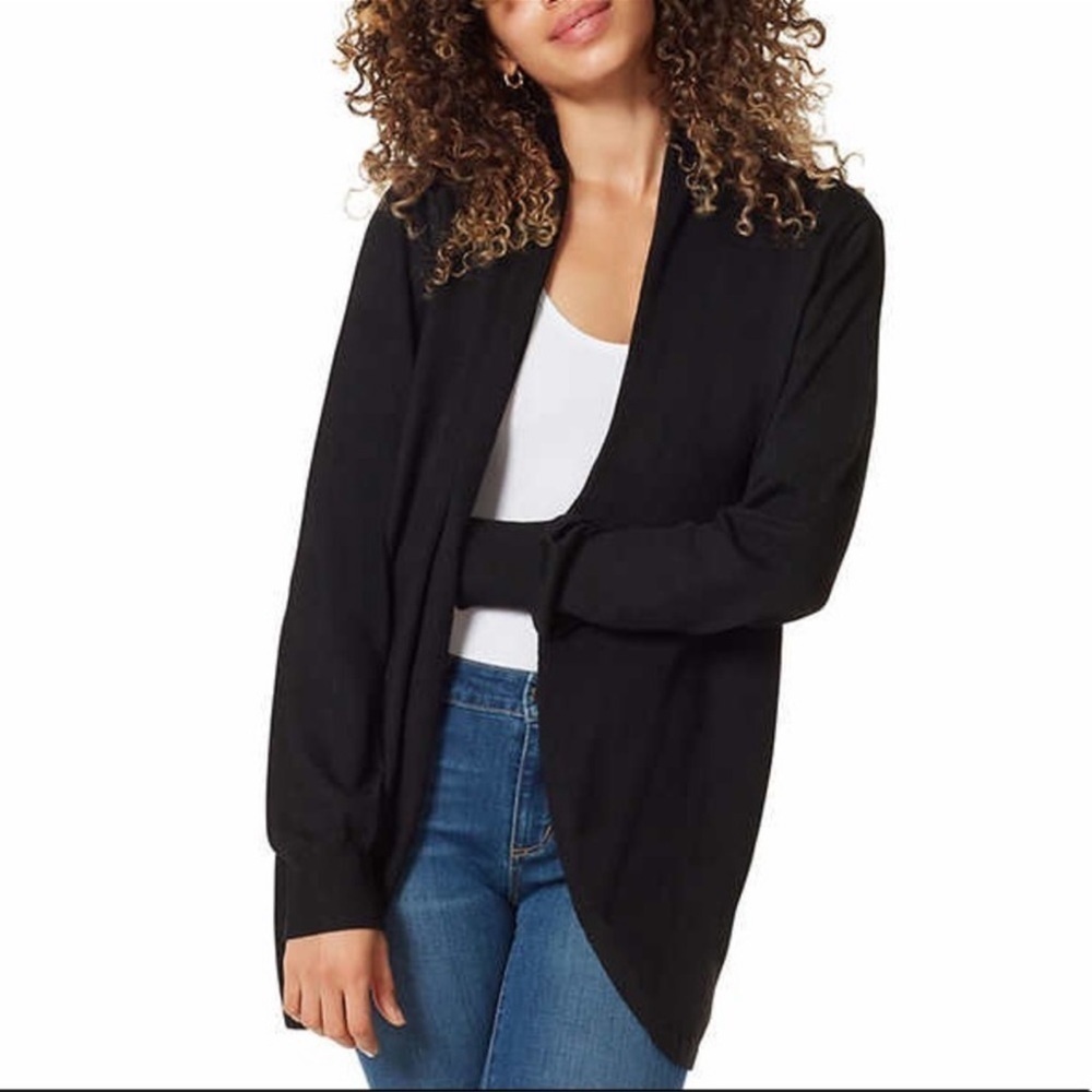 Ella Moss black cozy soft long open cardigan sweater Sz S